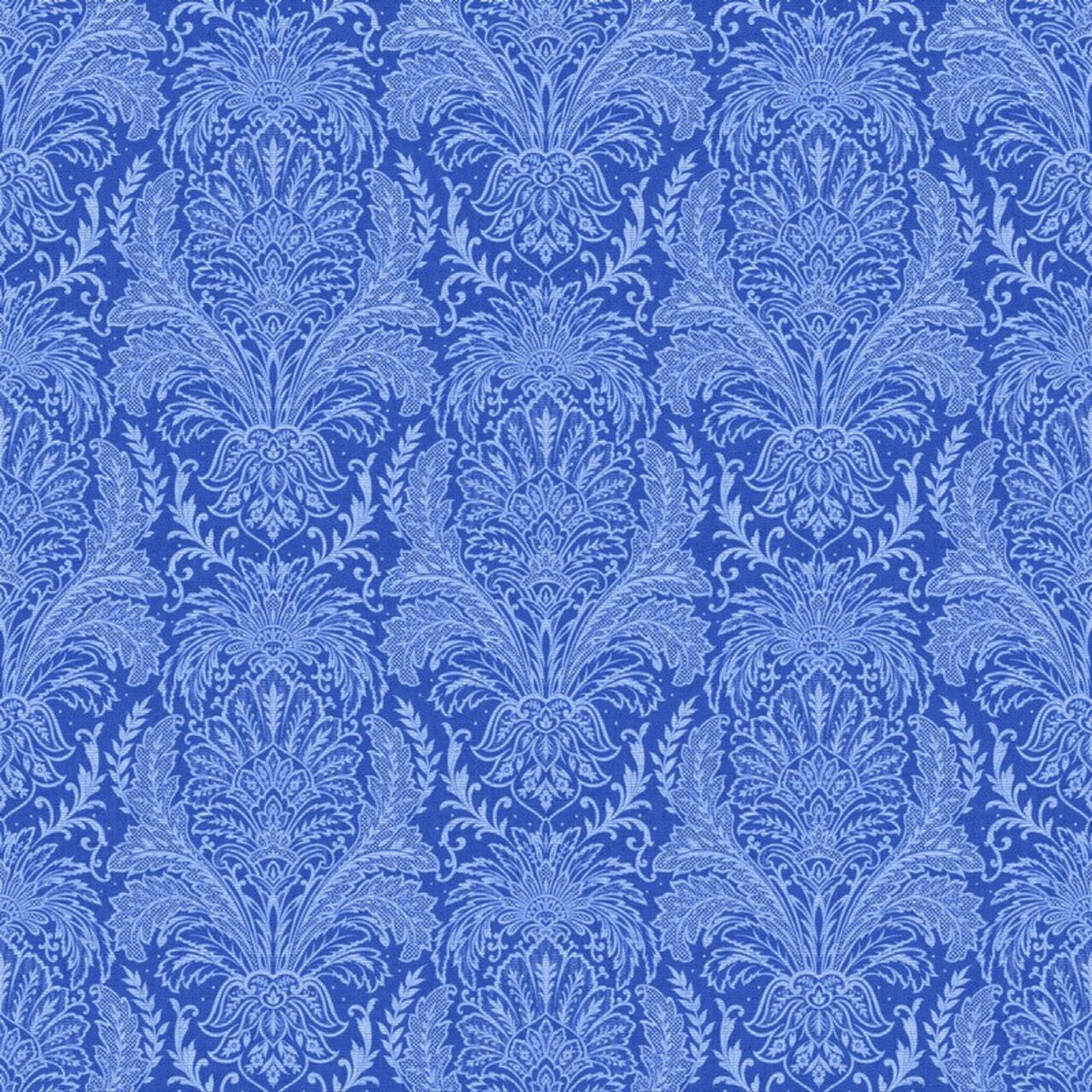 Fabric Northcott Medium Blue Damask Delft Dynasty by the Quarter Yard 28356-44